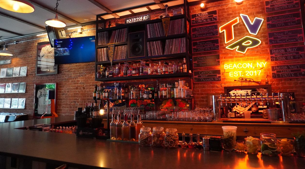 Interior picture of the bar at The Vinyl Room, Beacon